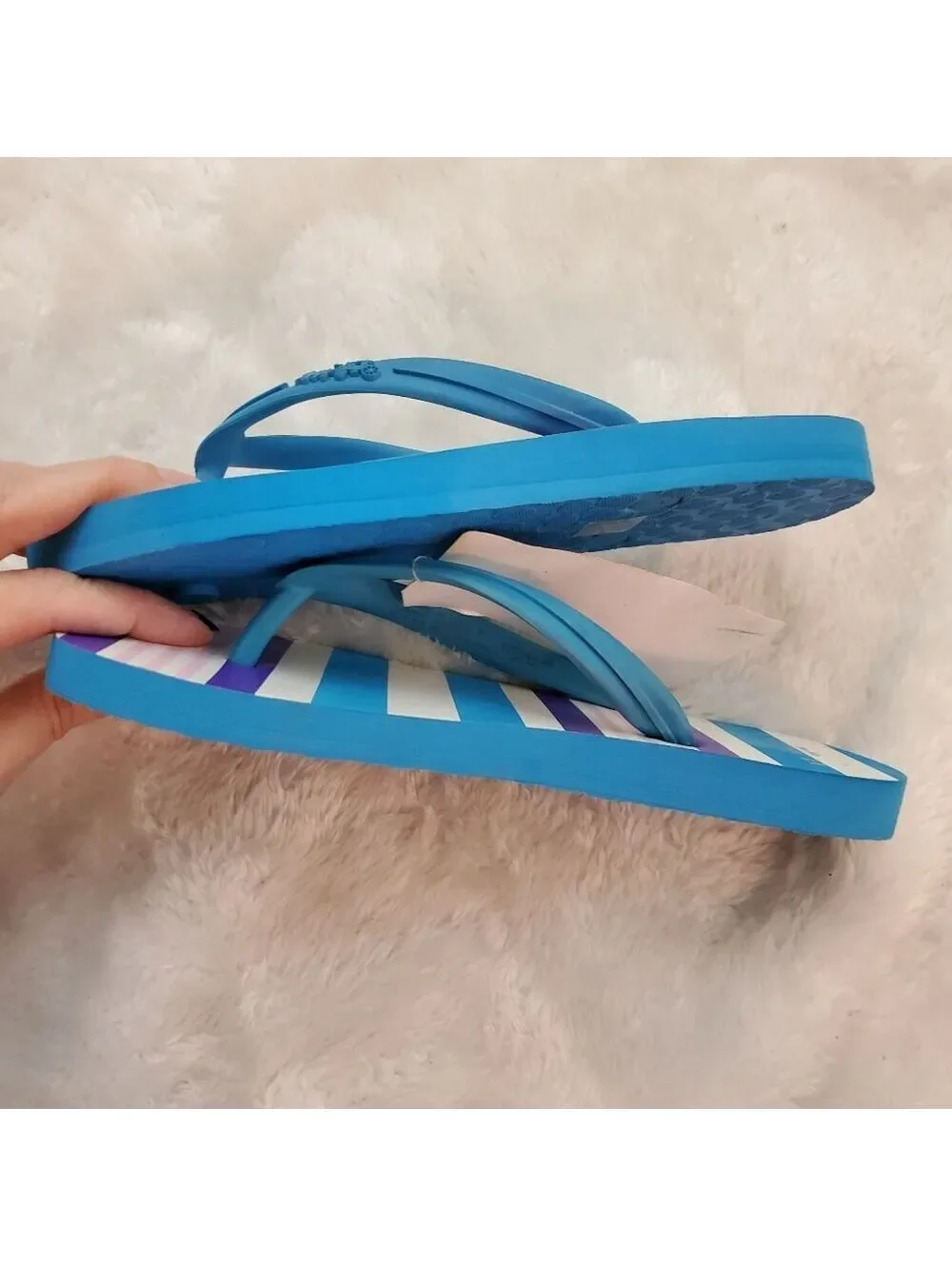 Coach Sandals Clementine 6 Azure Blue Rubber Flip Flops
